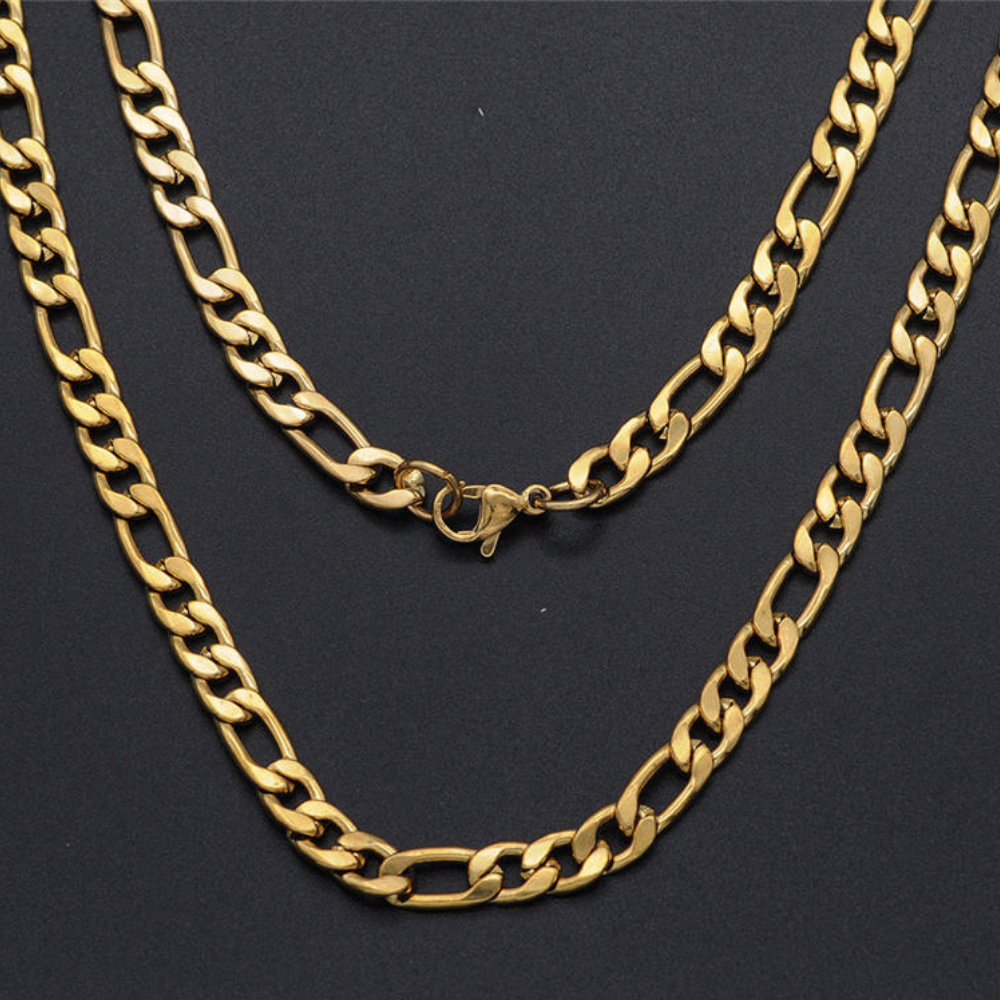 Classic Curb Link Gold Chain For Men ( 22 Inch )