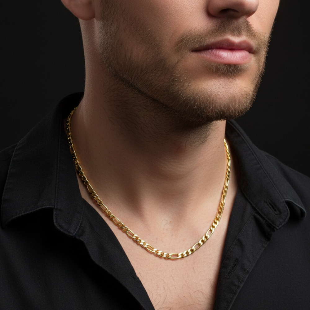 Classic Curb Link Gold Chain For Men ( 22 Inch )